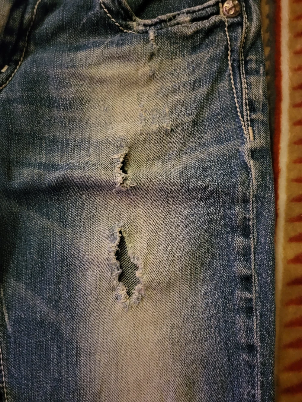 Miss Me Distressed Denim Bermuda Shorts in Faded Blue